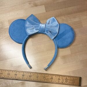 Powder Blue Mouse Ears Headband Bow velvet Cinderella Disney no tag unmarked
